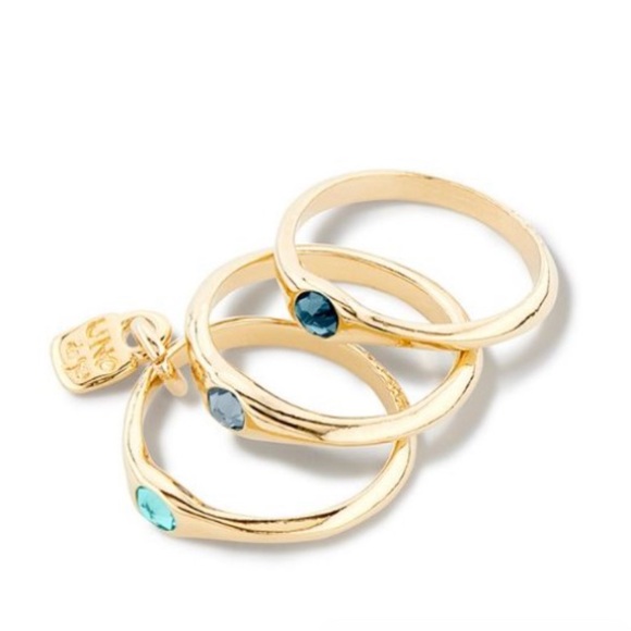 UNO de 50 Jewelry - *UNOde50 Gold Rings with Blue tone Stones